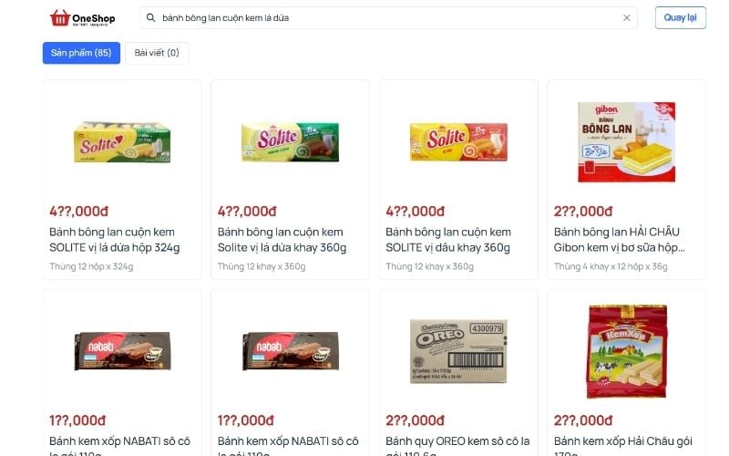 Nhập bánh bông lan SOLITE vị lá dứa trên nền tảng OneShop